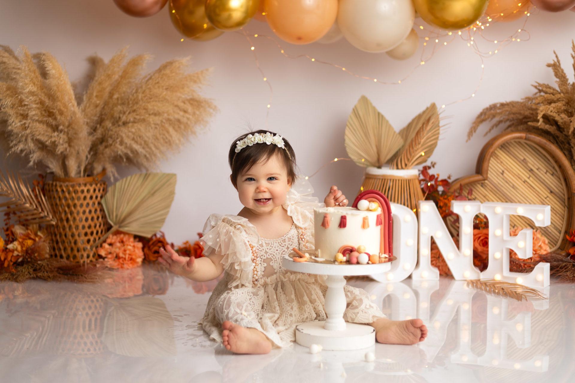 photographe bébé smash cake bohème - neuilly-sur-marne