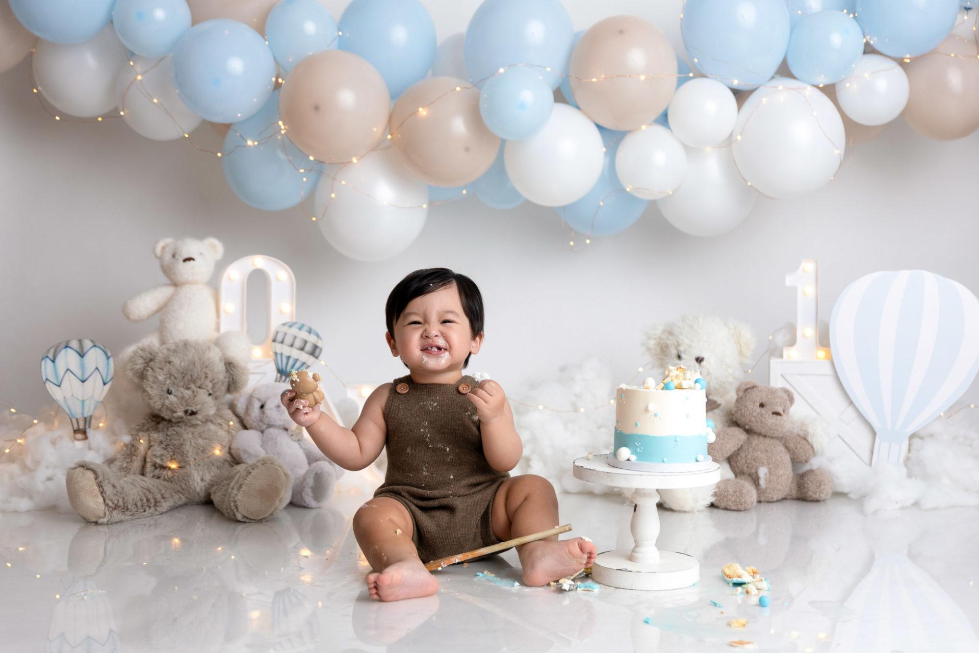 photographe bébé smash cake nounours - neuilly-sur-marne