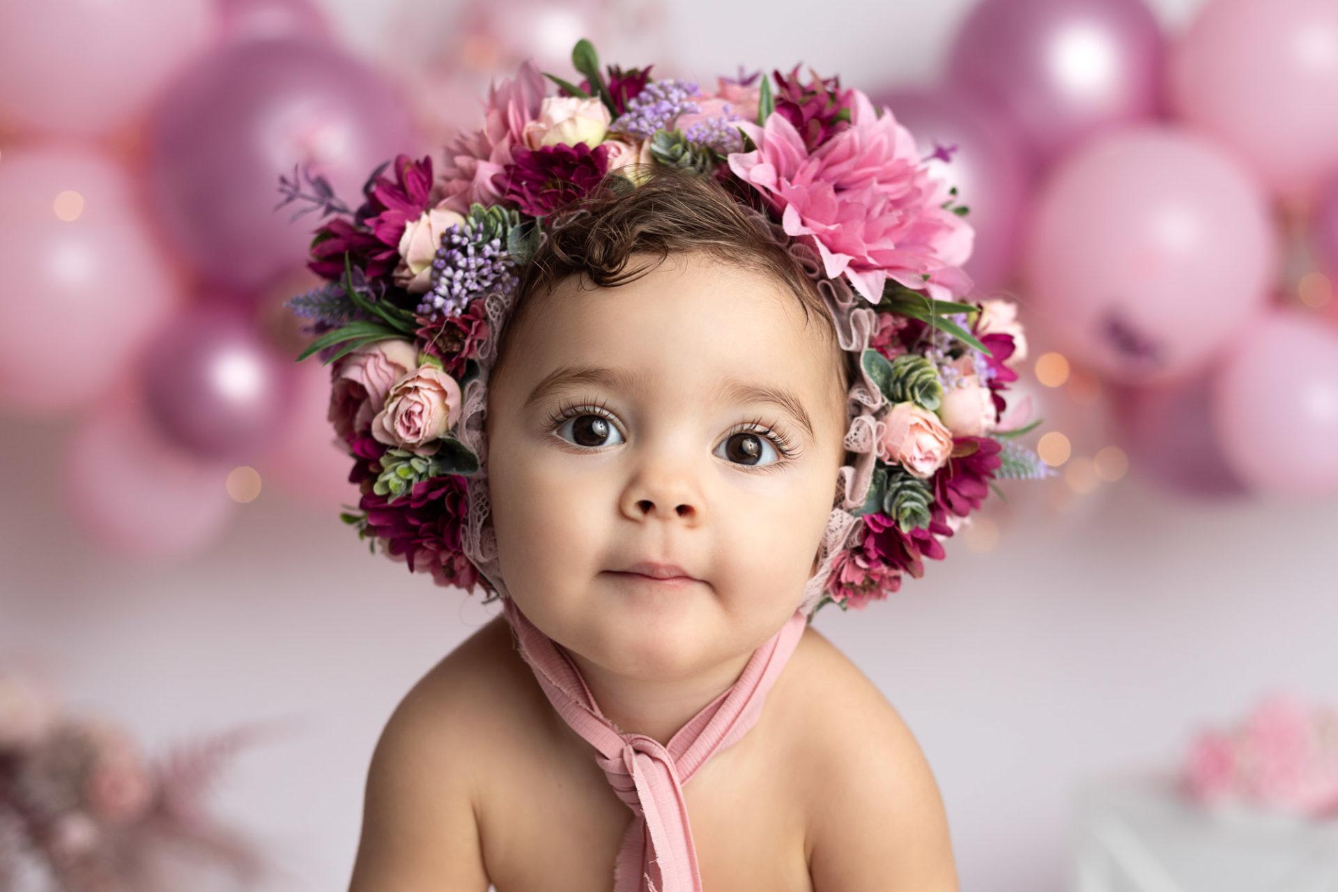 photographe bébé smash cake fleurs - neuilly-sur-marne