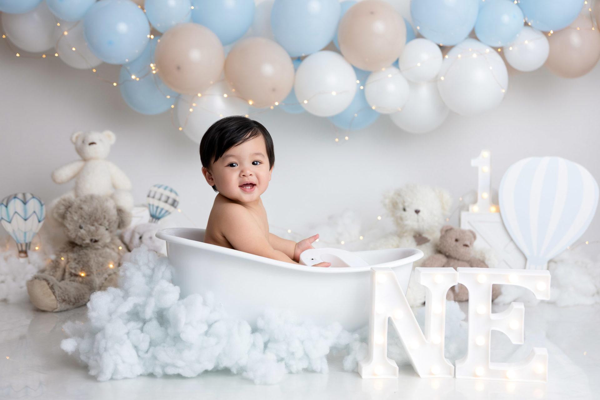 photographe bébé smash cake baignoire - neuilly-sur-marne